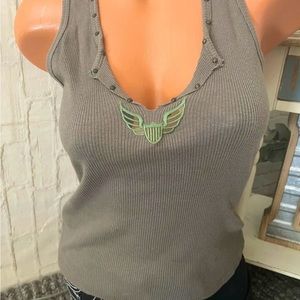 Women’s Jr. MUDD Army Patch Tank Top Sz L NEW!